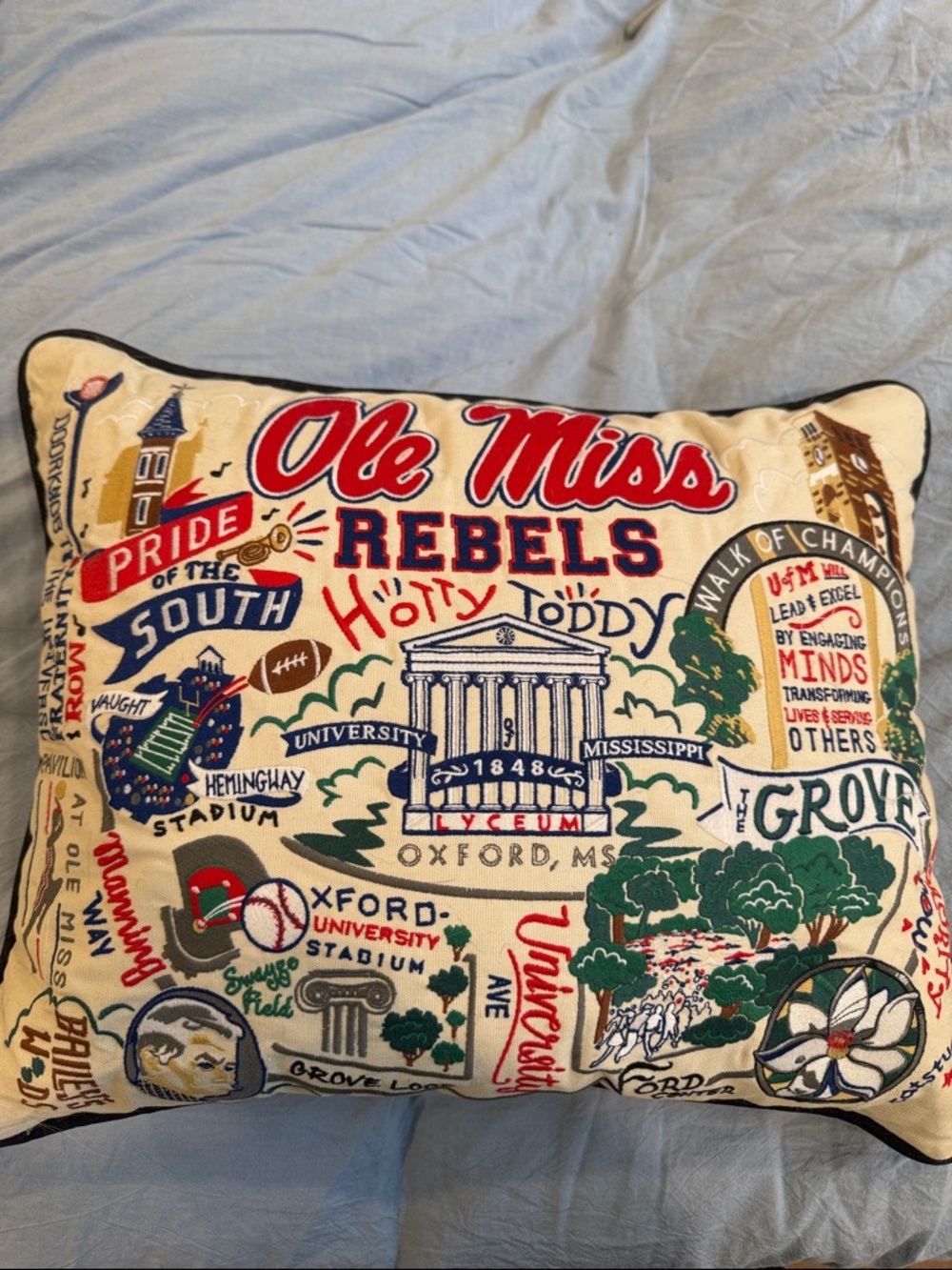Ole Miss Catstudio Decorative Throw Pillow - Cream/Red.
